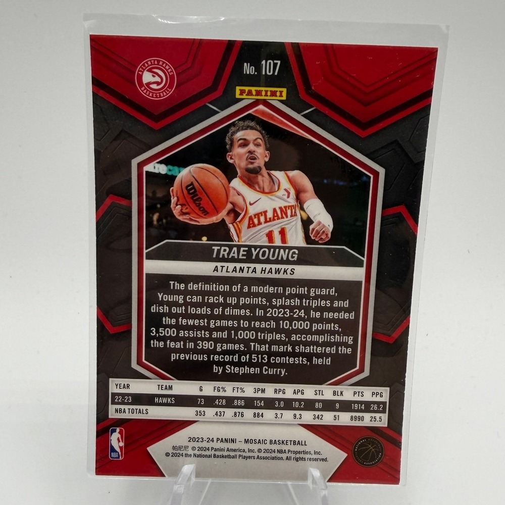 Trae Young Silver Prizm 2023-24 Panini‎ Mosaic 107 NBA Atlanta Hawks - Picture 2 of 2